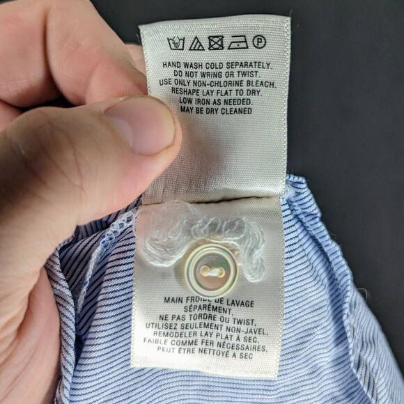 Moth Blouse Soft Knit Pinstriped Long Sleeve V-Neck Blue White Size XS - Picture 7 of 8